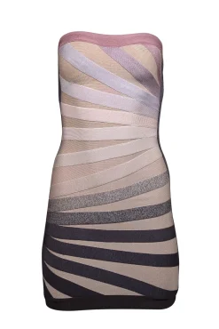 Herve Leger - Beige, Grey, & Pink Ombre Bianca Bandage Dress Sz XS