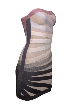 Herve Leger - Beige, Grey, & Pink Ombre Bianca Bandage Dress Sz XS