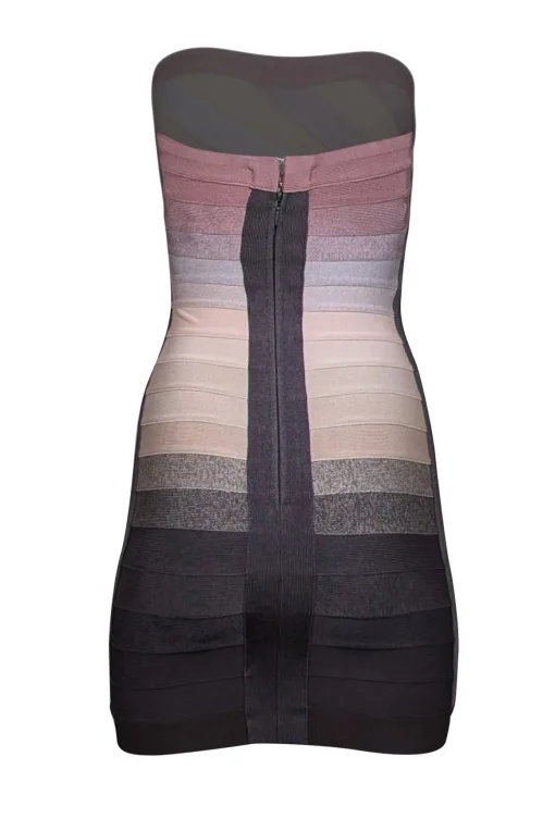 Herve Leger - Beige, Grey, & Pink Ombre Bianca Bandage Dress Sz XS