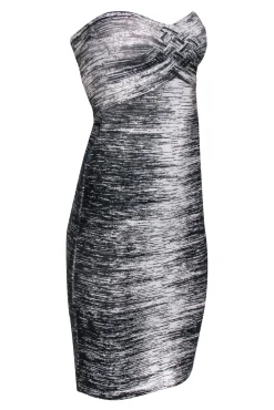 Herve Leger - Black & White Print Strapless Bandage Dress Sz S