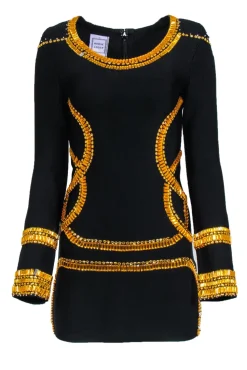 Herve Leger - Black Bandage with Gold Jewel Trim Sz XL