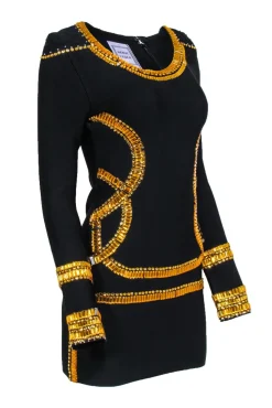 Herve Leger - Black Bandage with Gold Jewel Trim Sz XL