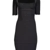 Herve Leger - Black Short Sleeve Bandage Dress w/ Scalloped Trim Sz S
