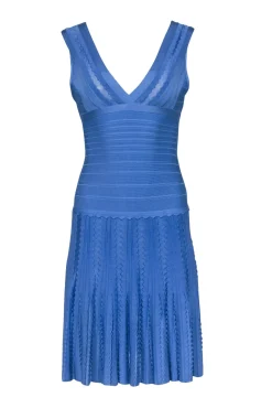 Herve Leger - Cornflower Blue Bandage Sleeveless Flared Bottom Dress Sz XS