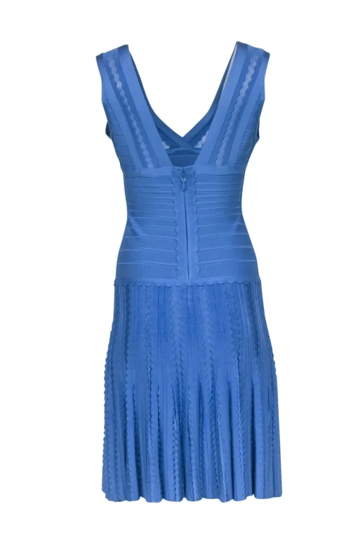 Herve Leger - Cornflower Blue Bandage Sleeveless Flared Bottom Dress Sz XS