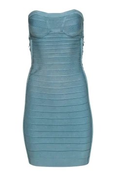 Herve Leger - Mint Green Strapless Mini Bandage Dress Sz S