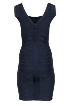Herve Leger - Navy Bandage V-Back Midi Dress Sz S