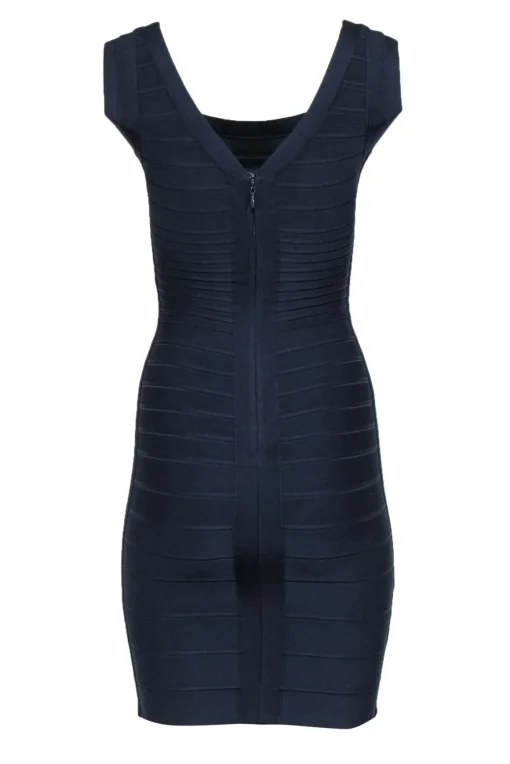 Herve Leger - Navy Bandage V-Back Midi Dress Sz S