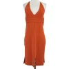 Herve Leger - Orange & Brown Embroidered Halter Dress Sz L