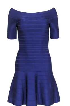 Herve Leger - Purple Bandage Off The Shoulder Dress Sz M
