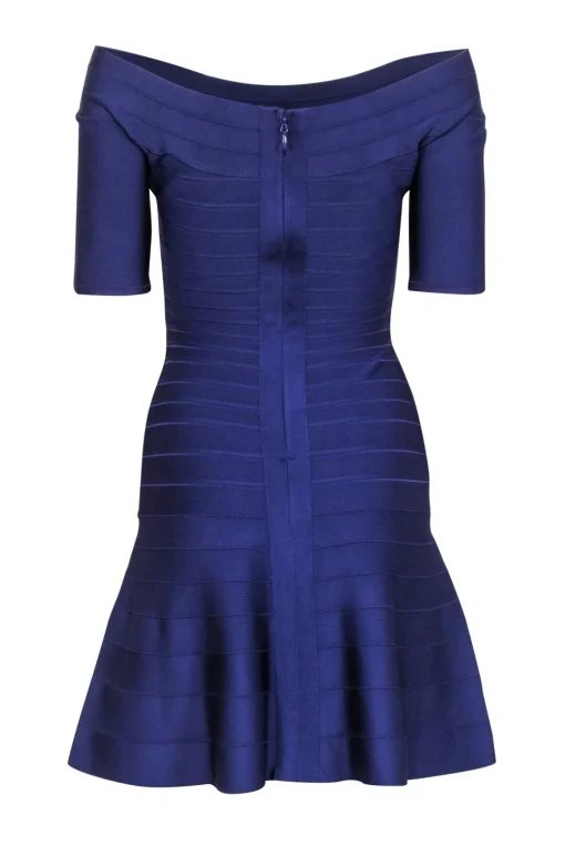 Herve Leger - Purple Bandage Off The Shoulder Dress Sz M