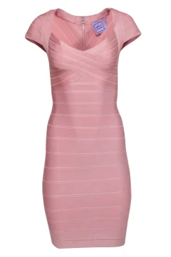 Herve Leger - Rose Pink Bandage Cap Sleeve Dress Sz XS