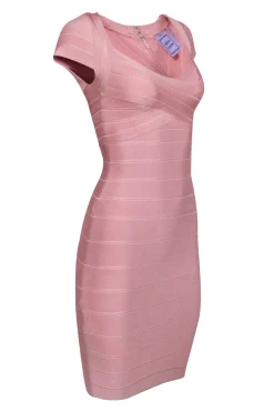Herve Leger - Rose Pink Bandage Cap Sleeve Dress Sz XS