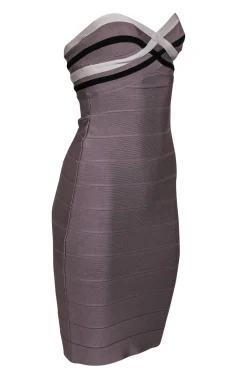 Herve Leger - Taupe Strapless Bandage Midi Dress Sz S