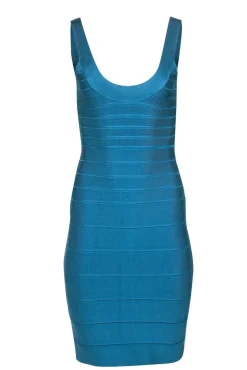 Herve Leger - Teal Bandage Sleeveless Knee Length Dress Sz S