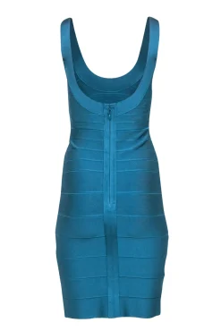Herve Leger - Teal Bandage Sleeveless Knee Length Dress Sz S