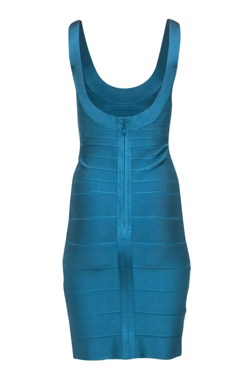 Herve Leger - Teal Bandage Sleeveless Knee Length Dress Sz S