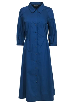 Hilton Hollis - Blue Cotton Blend Collared Button-Up Maxi Dress Sz L