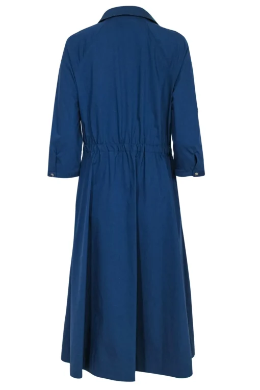 Hilton Hollis - Blue Cotton Blend Collared Button-Up Maxi Dress Sz L