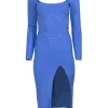 House of CB - Blue Bandage Thigh Slit Midi Dress Sz S