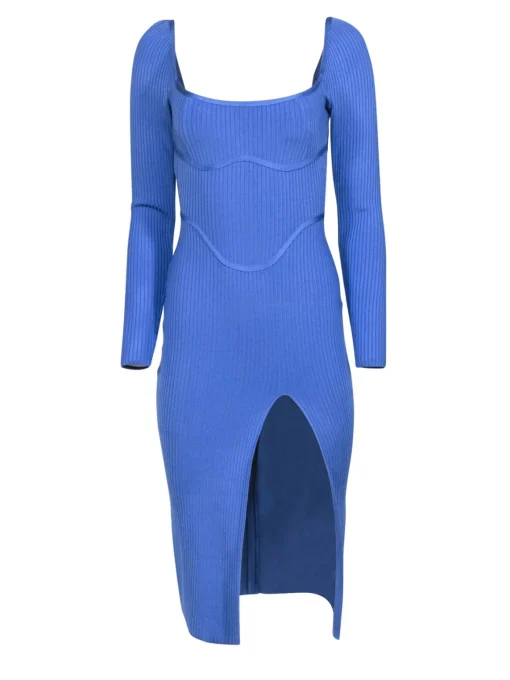 House of CB - Blue Bandage Thigh Slit Midi Dress Sz S