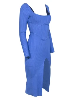 House of CB - Blue Bandage Thigh Slit Midi Dress Sz S