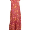 House of Harlow 1960 - Orange & Magenta Paisley Print Maxi Dress Sz M