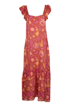 House of Harlow 1960 - Orange & Magenta Paisley Print Maxi Dress Sz M
