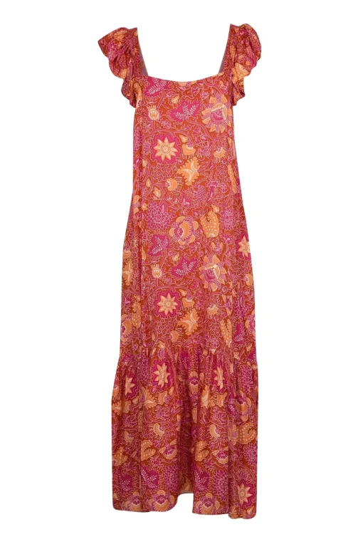 House of Harlow 1960 - Orange & Magenta Paisley Print Maxi Dress Sz M