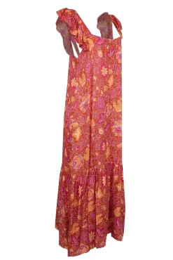 House of Harlow 1960 - Orange & Magenta Paisley Print Maxi Dress Sz M