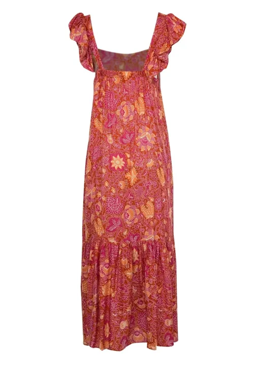 House of Harlow 1960 - Orange & Magenta Paisley Print Maxi Dress Sz M