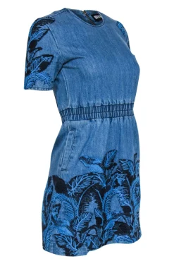 House of Holland - Medium Wash Denim Short Sleeve Dress w/ Embroidery Sz 2