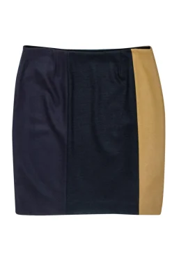 Hugo Boss - Tan, Black & Purple Wool Blend Pencil Skirt Sz 10