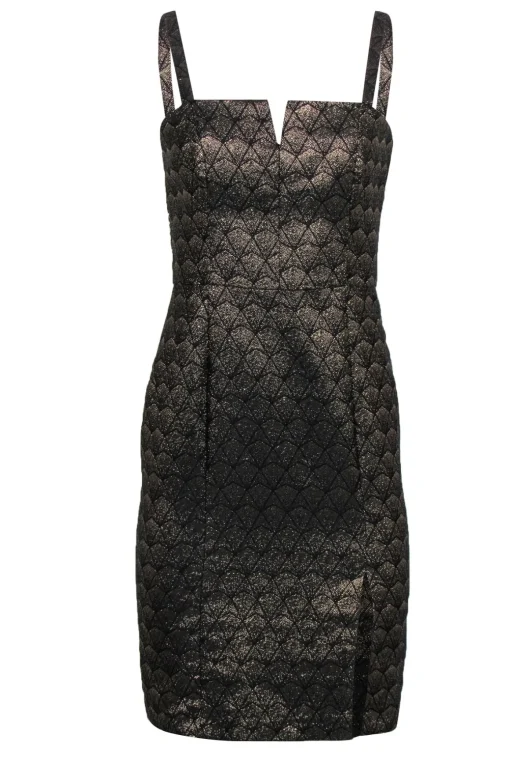 Hutch - Black & Gold Art Deco Patterned Sheath Dress Sz 0