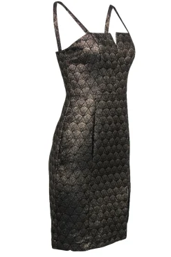 Hutch - Black & Gold Art Deco Patterned Sheath Dress Sz 0