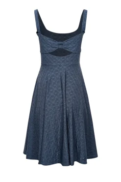 Hutch - Blue Eyelet Textured Sleeveless Keyhole Back Dress Sz S