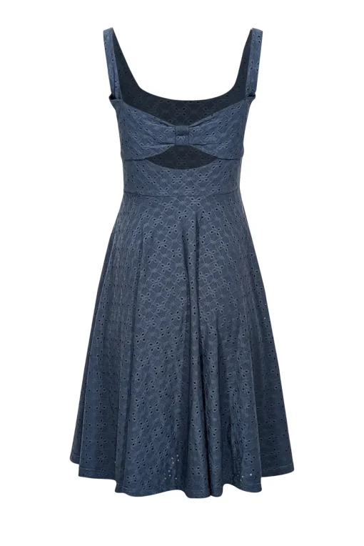 Hutch - Blue Eyelet Textured Sleeveless Keyhole Back Dress Sz S