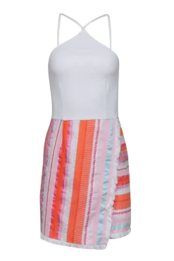 Hutch - White Sleeveless Dress w/ Multi Color Striped Bottom Sz 2
