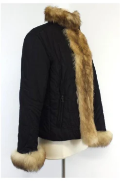 Iceberg - Black Quilted Fur Trim Jacket Sz M