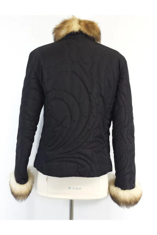 Iceberg - Black Quilted Fur Trim Jacket Sz M