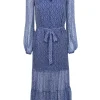 Intermix - Blue & Ivory Paisley Prink Silk Maxi Dress Sz 0