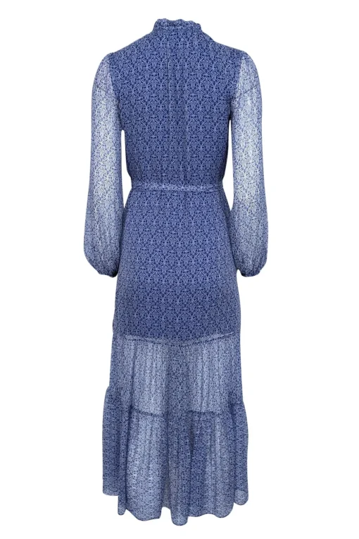 Intermix - Blue & Ivory Paisley Prink Silk Maxi Dress Sz 0