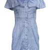 Intermix - Blue Striped Off-the-Shoulder Dress Sz P