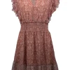 Intermix - Clay Brown & Beige Paisley Print Silk Mini Dress Sz 6