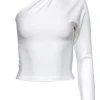 Intermix - White Ribbed One-Shoulder Top Sz XS