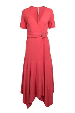 Iris Setlakwe - Coral Pink Wrap Dress w/ Handkerchief Hem Sz XS