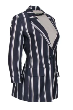 Iris Setlakwe - Navy & White Stripe Single Button Blazer Sz 0