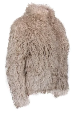 IRO - Beige Lamb Hair Fuzzy Zipper Front Jacket Sz 14