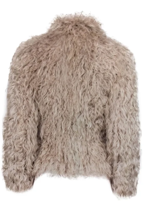 IRO - Beige Lamb Hair Fuzzy Zipper Front Jacket Sz 14