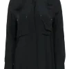 IRO - Black Oversized Button-Up Blouse w/ Studs Sz 8
